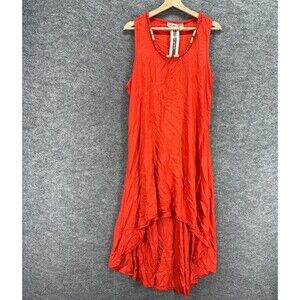 New Gold Flava Dress Women 20 Plus Red Shift Midi Sleeveless Rayon Round Neck